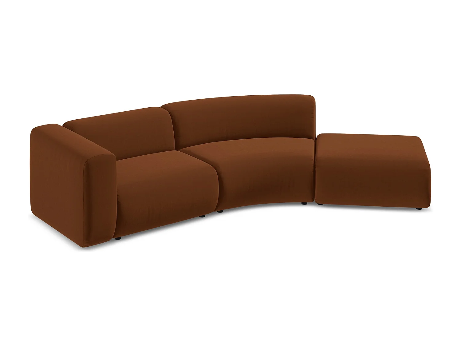 4-Sitzer Sofa Rechts - - Samt - Terrakotta - EKAHI