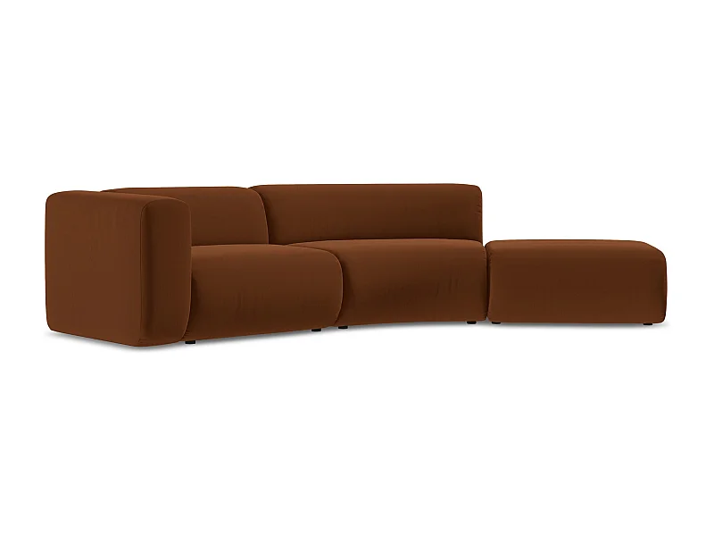 Vierzits modulaire bank rechts van terracotta velours - EKAHI