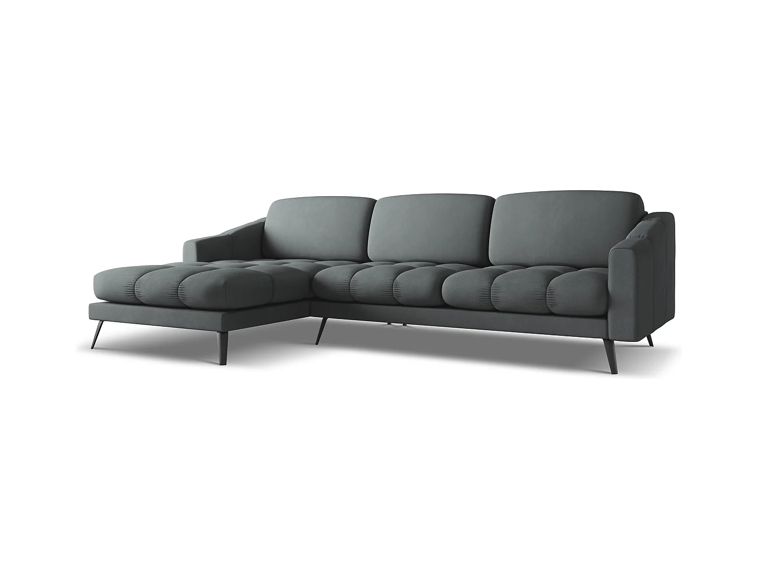 Canapé d'angle gauche en tissu chenille - graphite - NALU