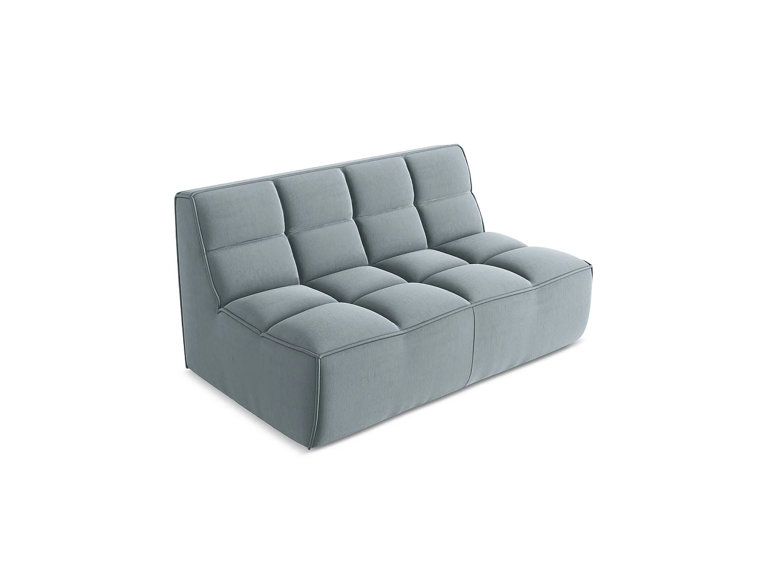 Tweezits modulaire bank van lichtblauw velours - BELLUNO