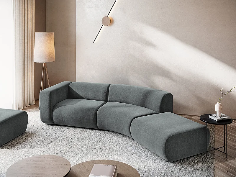 4-Sitzer Sofa Rechts - - Chenille - Graphit - EKAHI