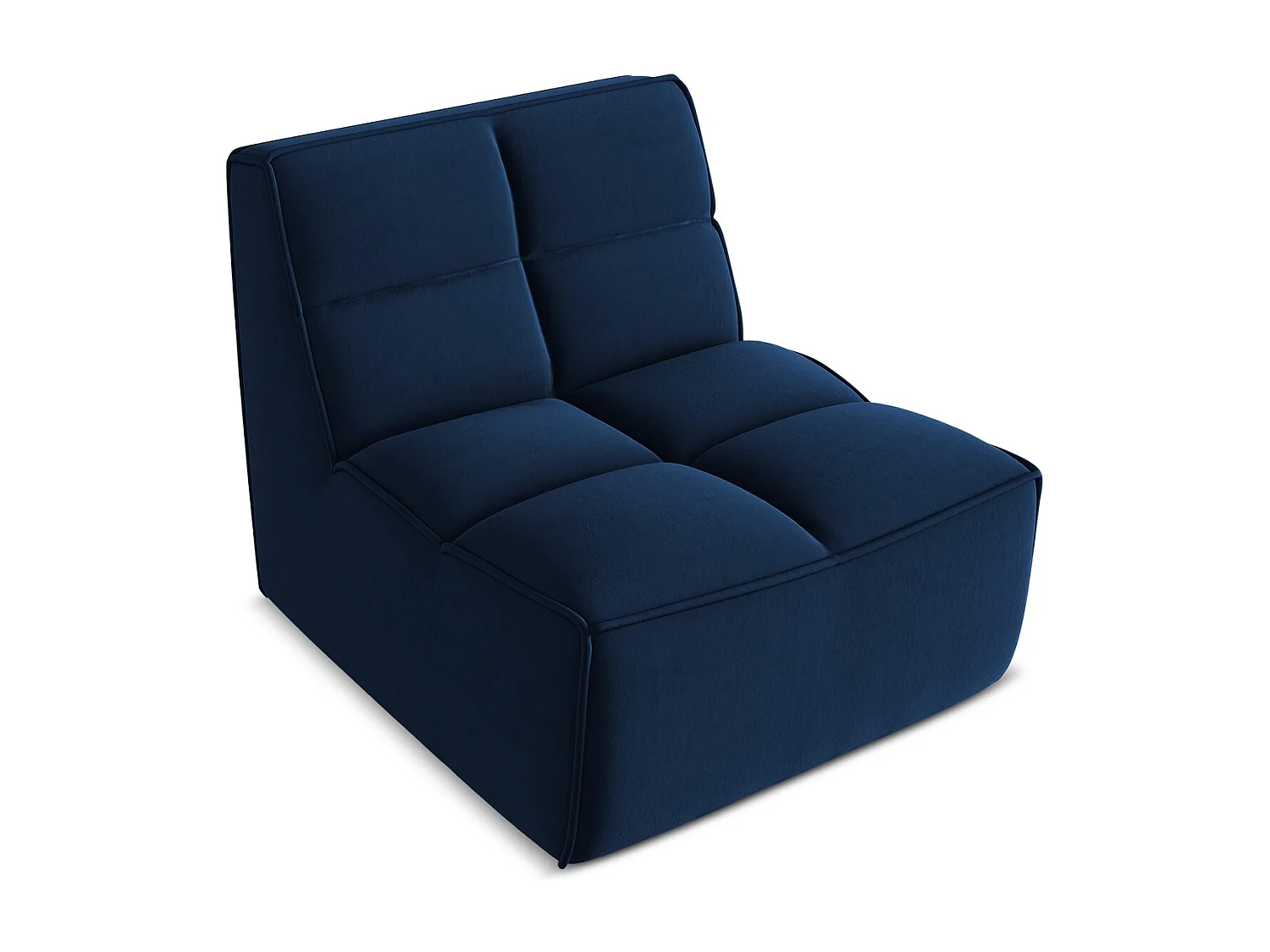 Fauteuil pour canapé modulable en velours - bleu royal - KALAI