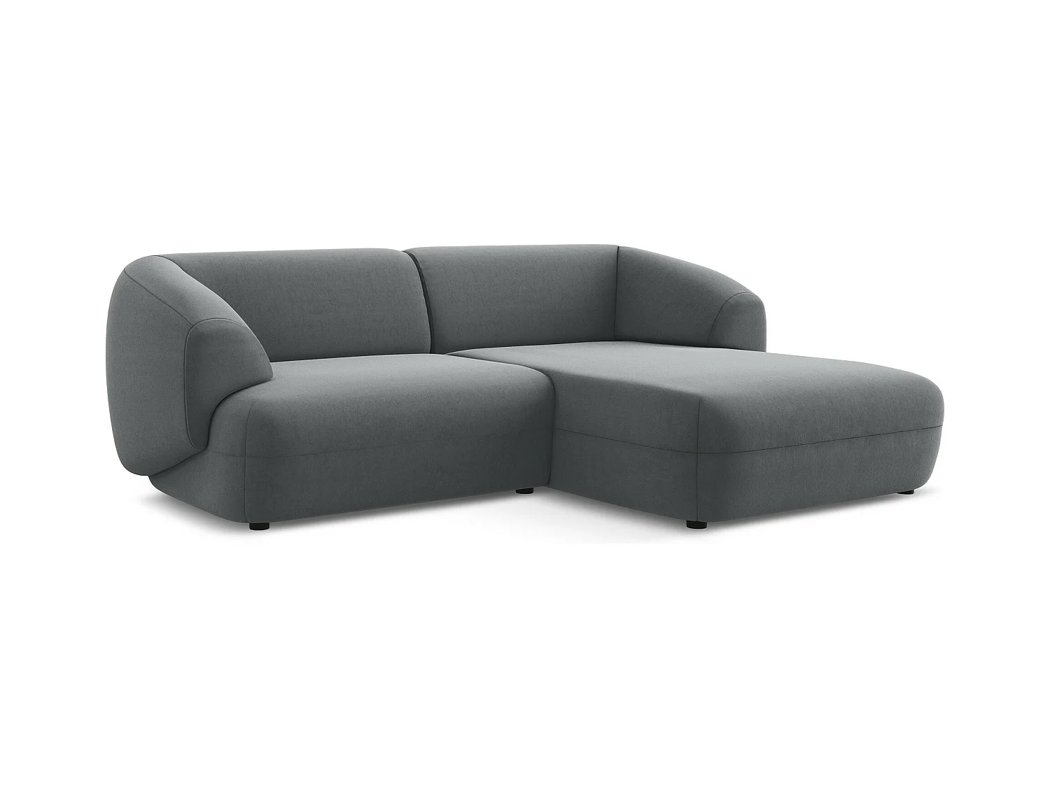 Canapé d'angle 2,5 places modulaire droit en velours - acier - MOANA