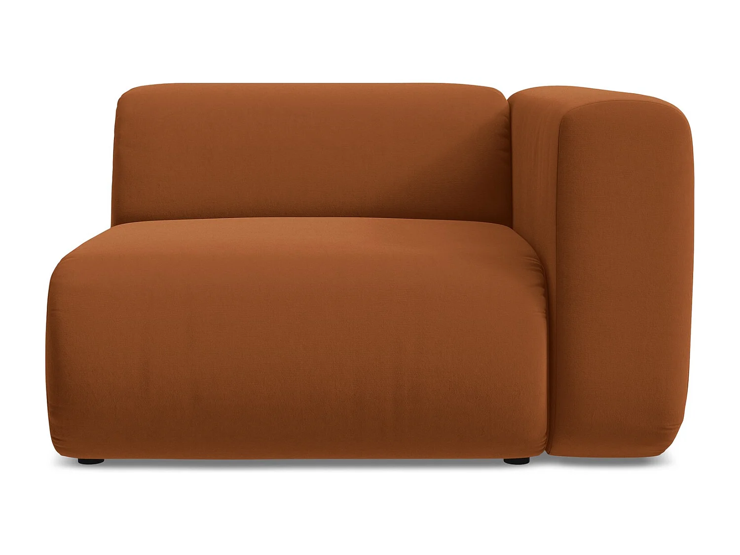 Module avec accoudoirs droit en velours - terre cuite - EKAHI