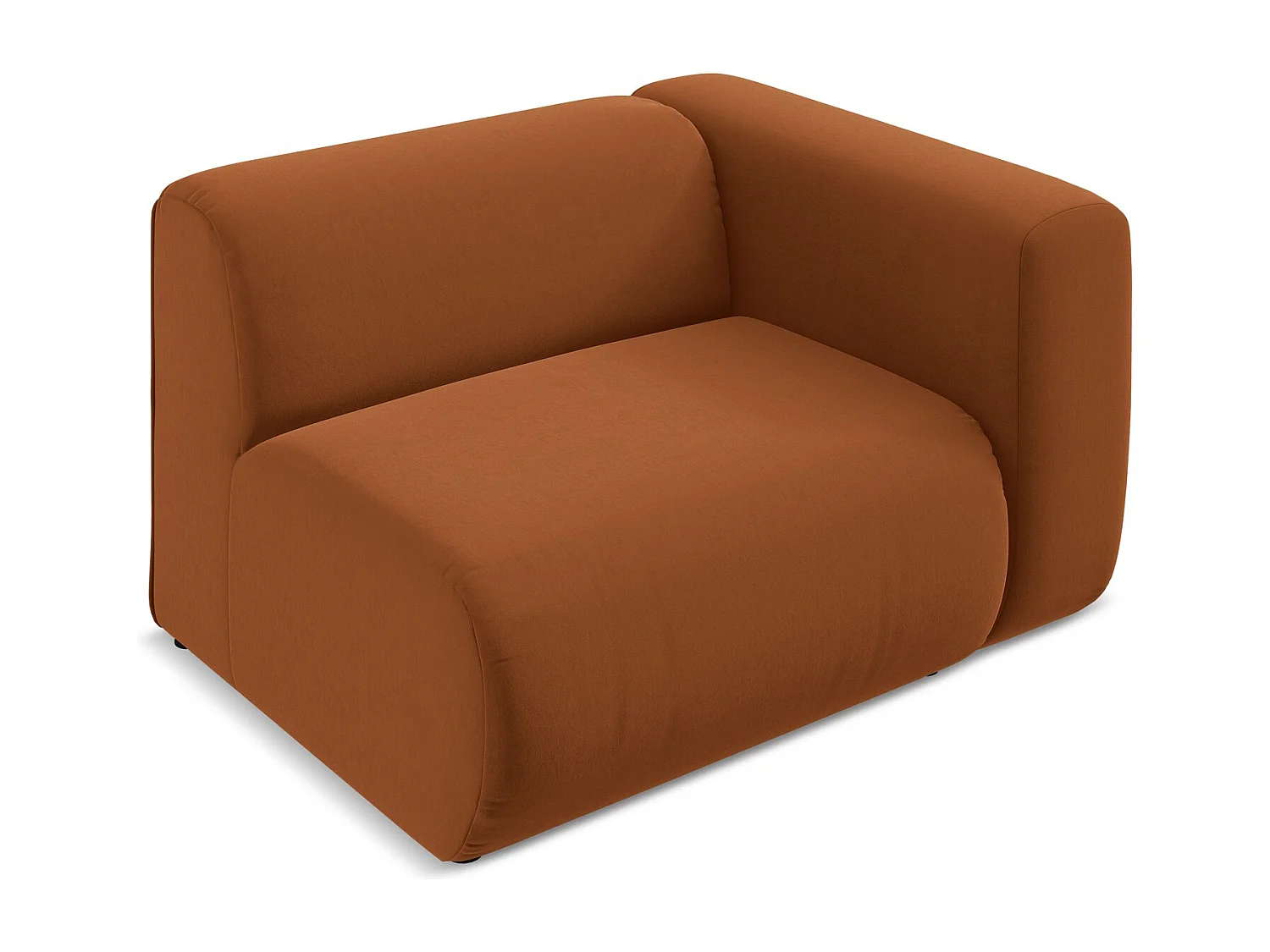 Module avec accoudoirs droit en velours - terre cuite - EKAHI