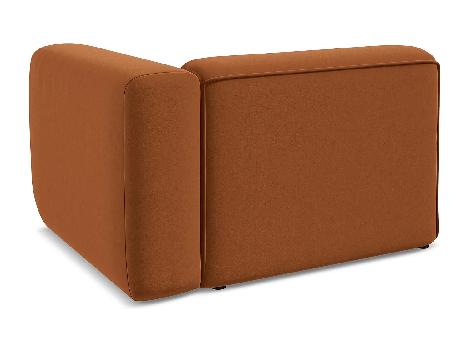 Module avec accoudoirs droit en velours - terre cuite - EKAHI