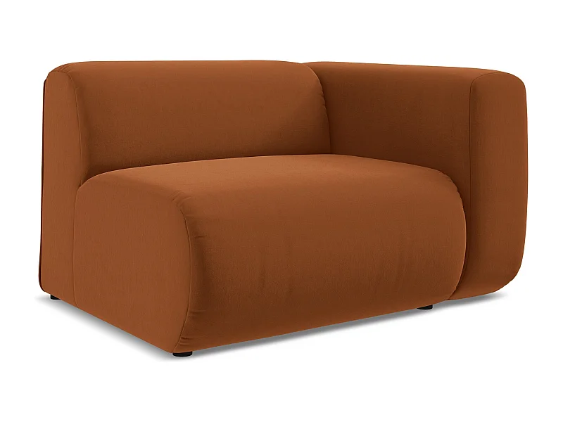 Bankmodule met armleuning rechts van terracotta velours - EKAHI