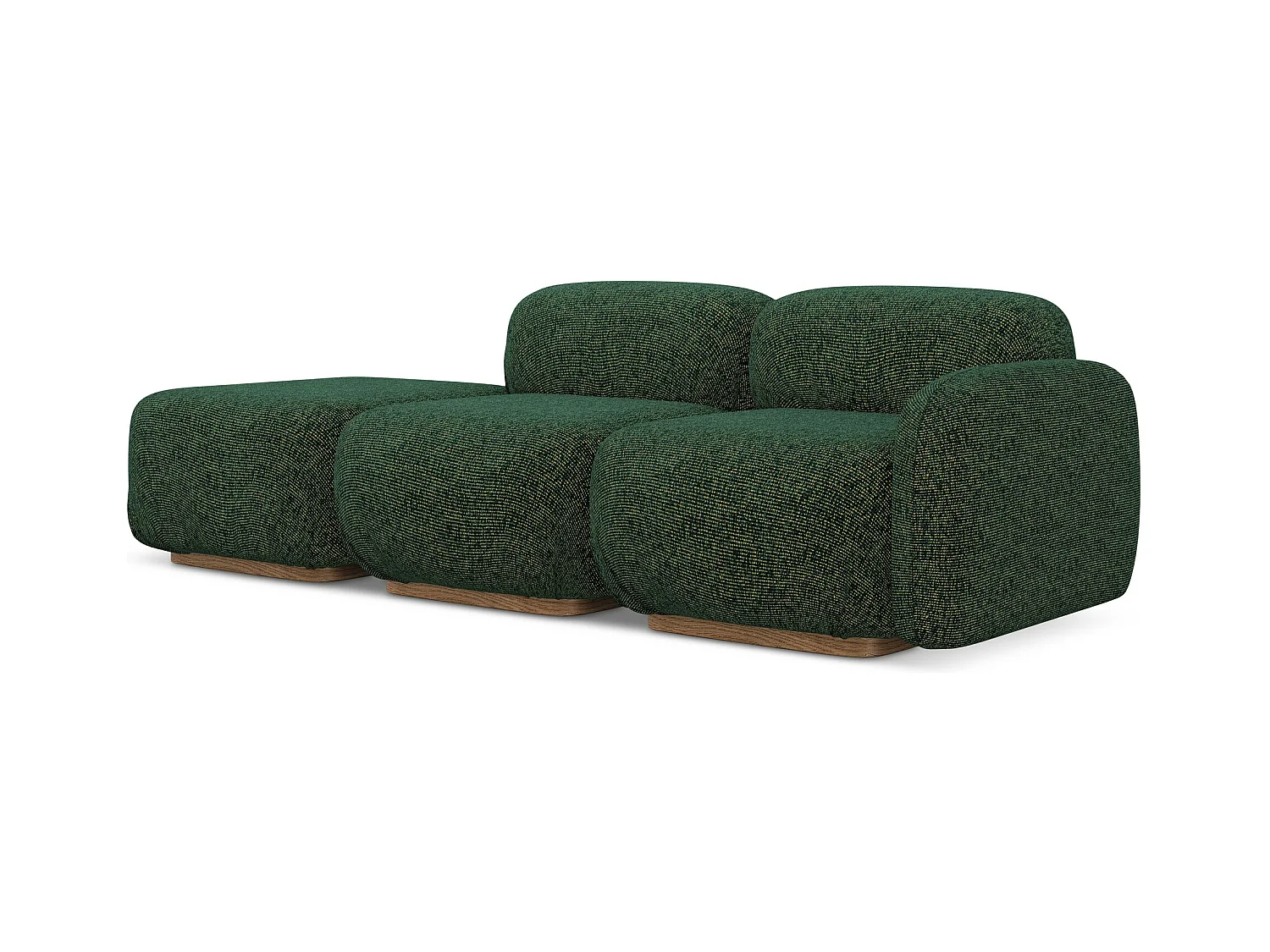 Modulares 3-Sitzer Sofa Links - - Strukturstoff - Grün - AILANI