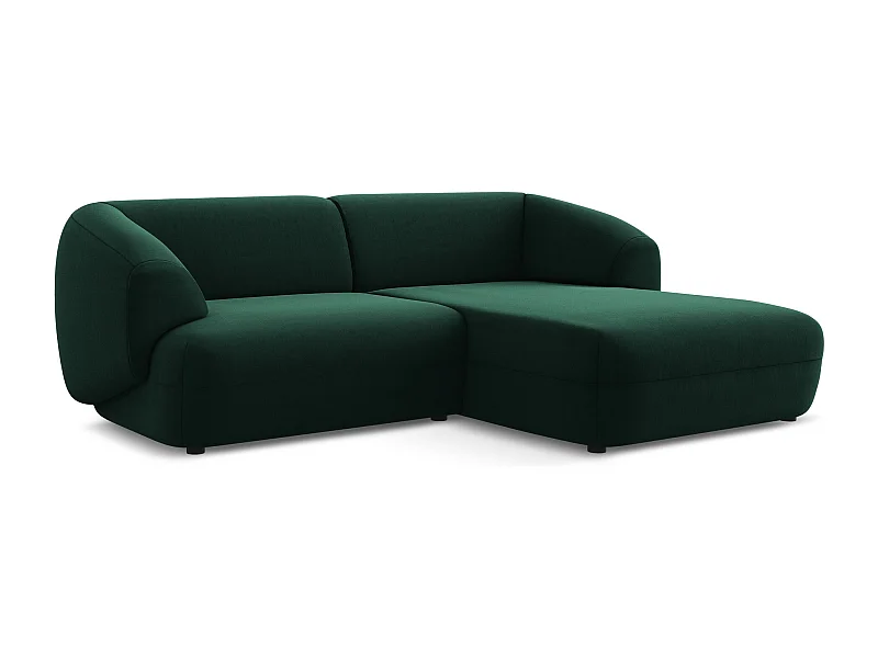 Canapé d'angle 2,5 places modulaire droit en velours - bouteille verte - MOANA