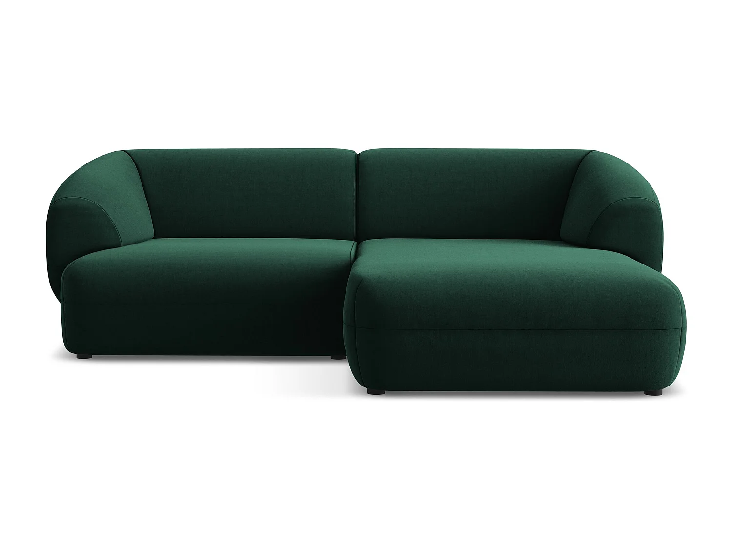 Canapé d'angle 2,5 places modulaire droit en velours - bouteille verte - MOANA