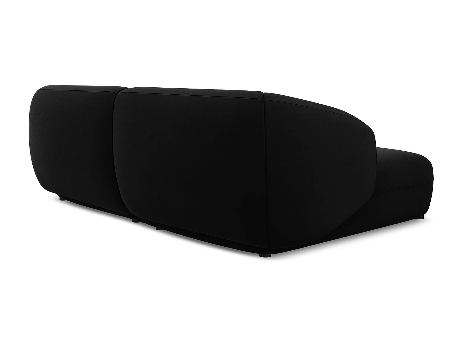 Narożnik lewostronny - z tkaniny welwetowej - czarny - MOANA