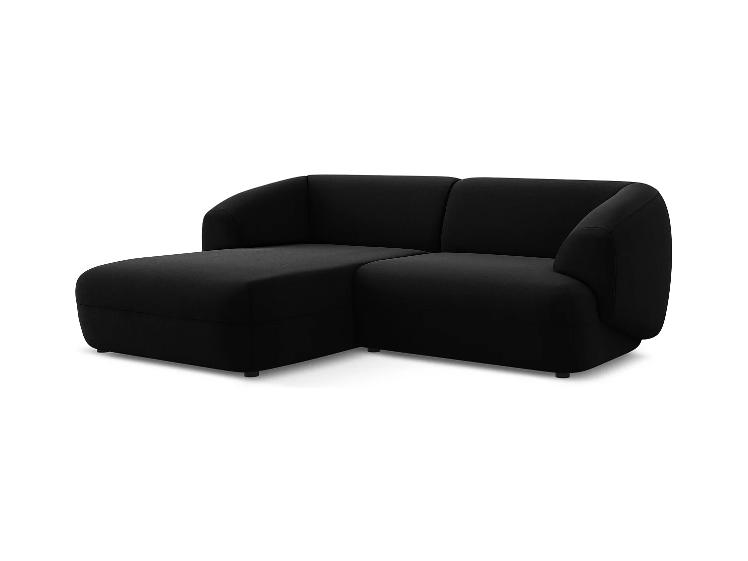2,5-Sitzer Modulares Ecksofa - Ecke Links - Samt - Schwarz - MOANA
