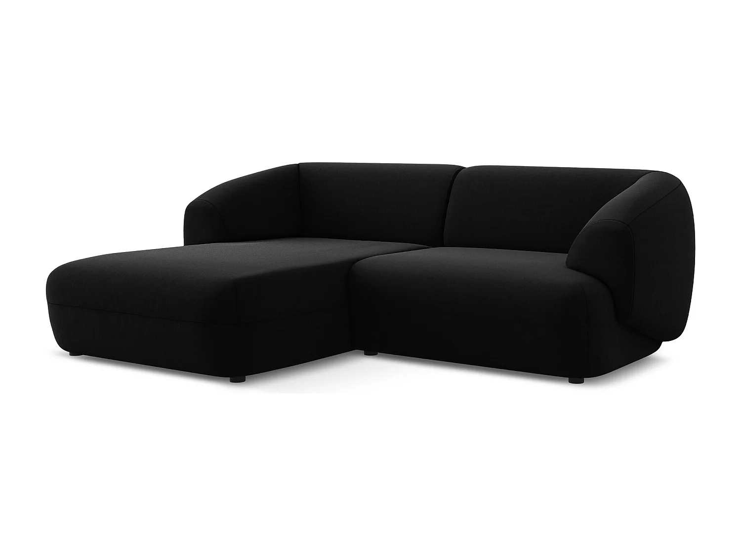 Canapé d'angle 2,5 places modulaire gauche en velours - noir - MOANA
