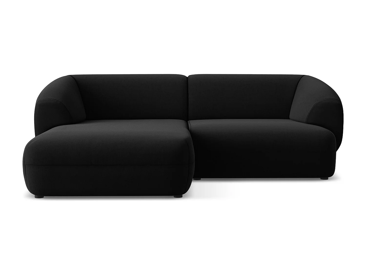 Canapé d'angle 2,5 places modulaire gauche en velours - noir - MOANA