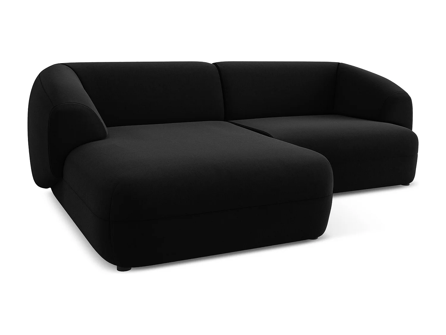 Canapé d'angle 2,5 places modulaire gauche en velours - noir - MOANA