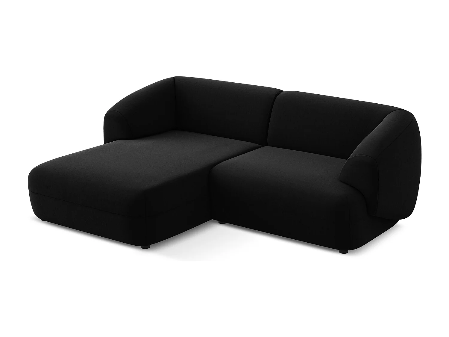 Canapé d'angle 2,5 places modulaire gauche en velours - noir - MOANA