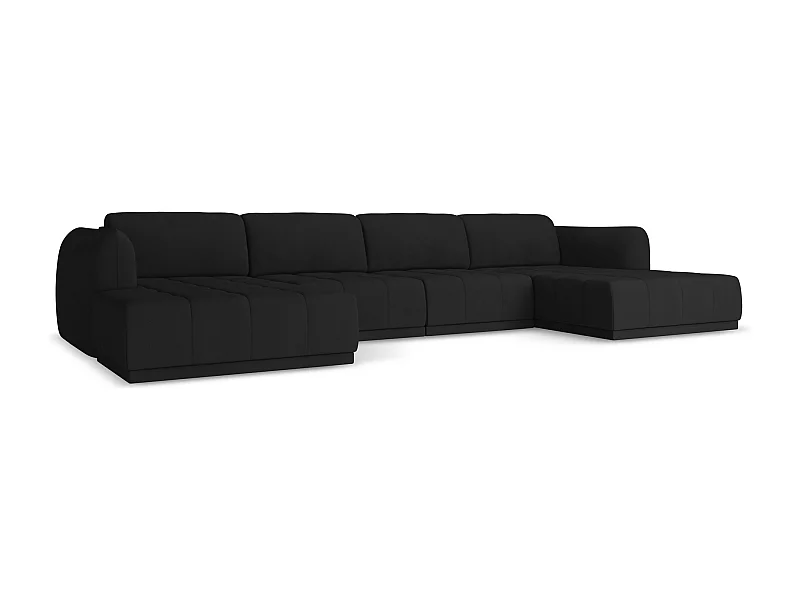 Sofa panoramiczna - z tkaniny szenilowej - czarny - HOKU