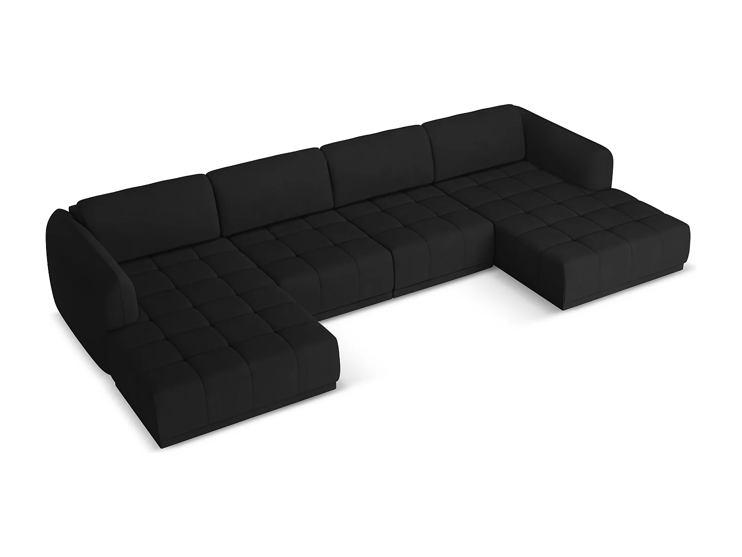 Canapé d'angle panoramique en tissu chenille - noir - HOKU