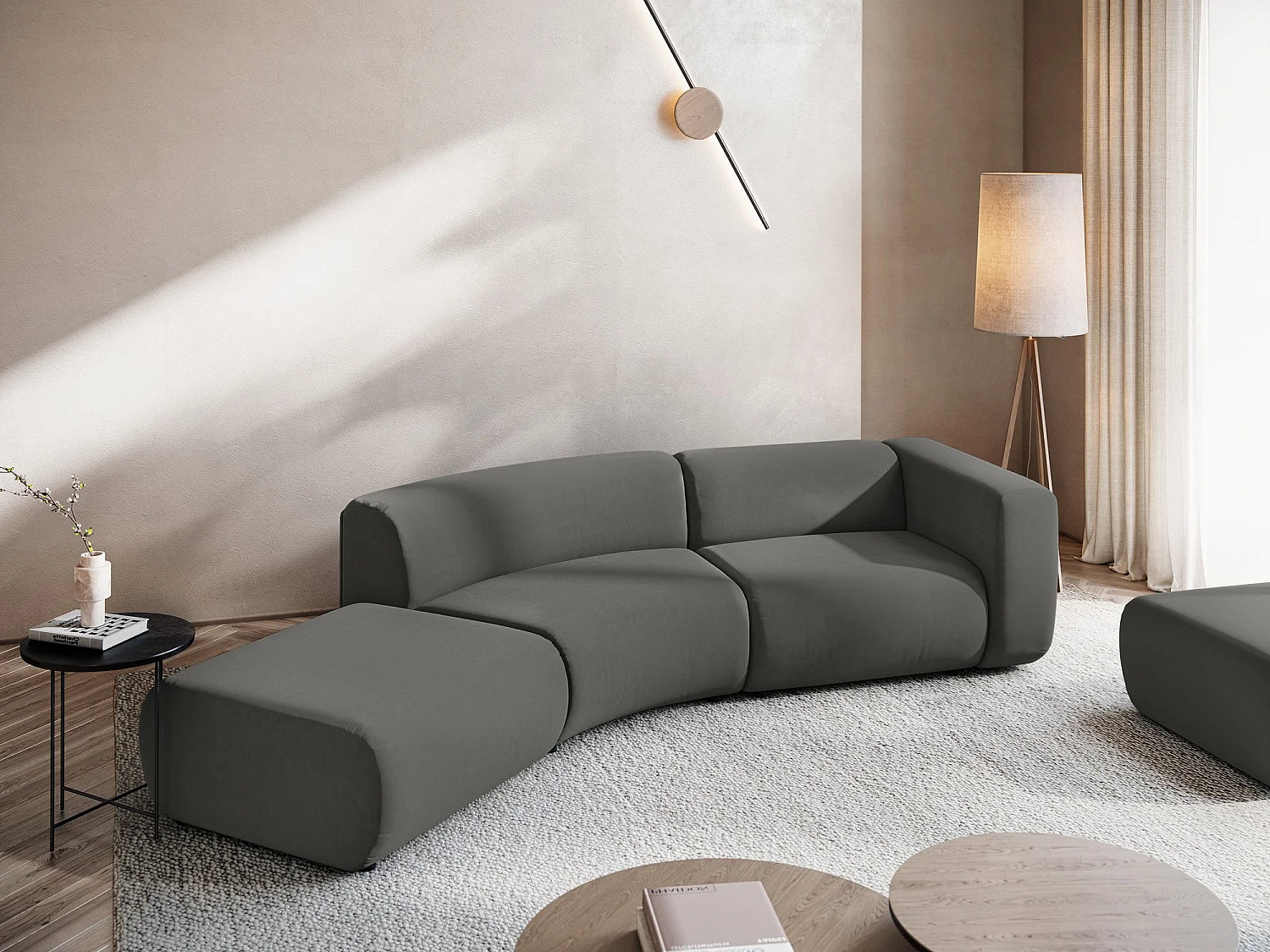 4-Sitzer Sofa Links - - Samt - Stahl - EKAHI