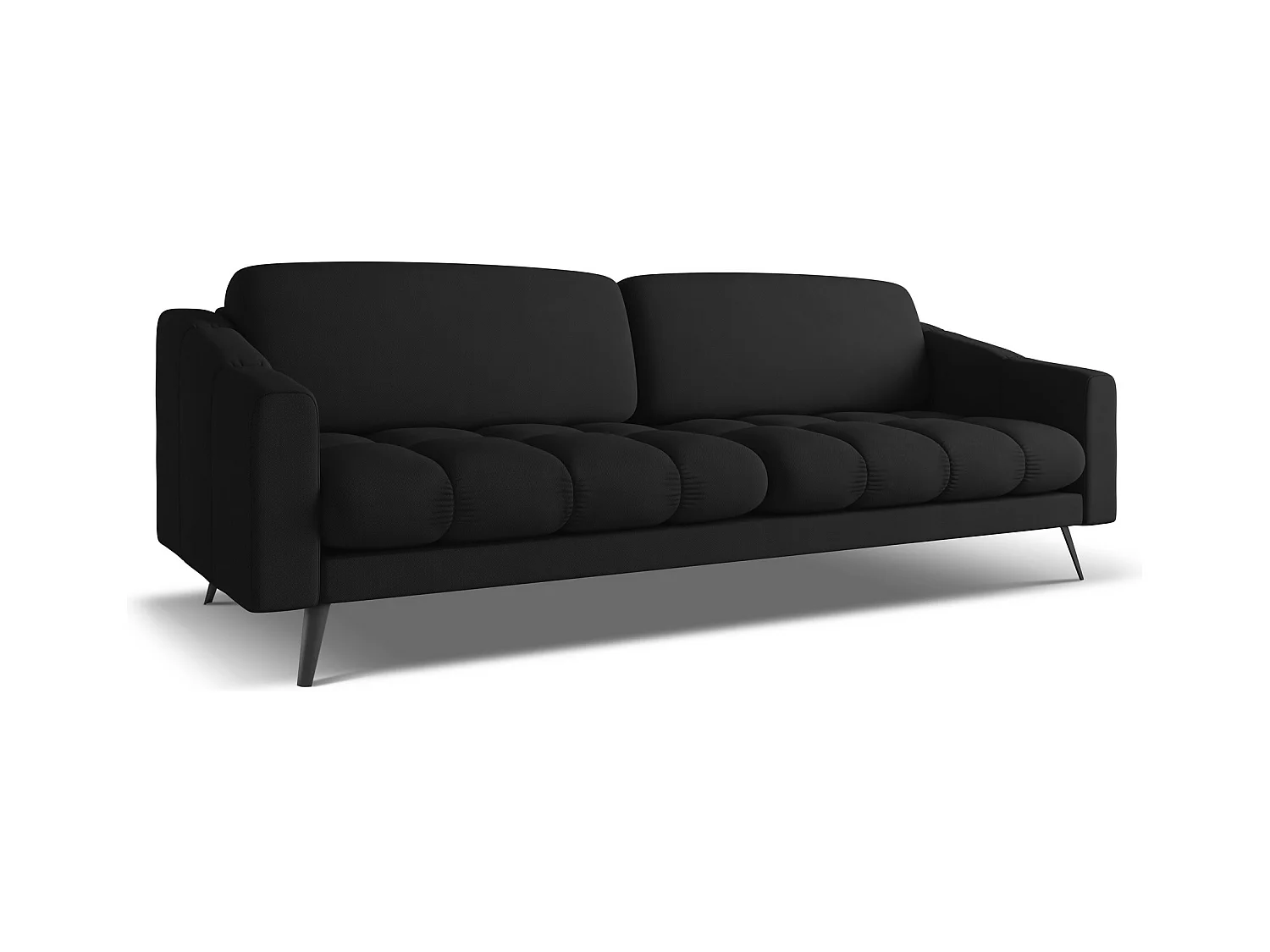 Canapé 4 places en tissu chenille - noir - NALU