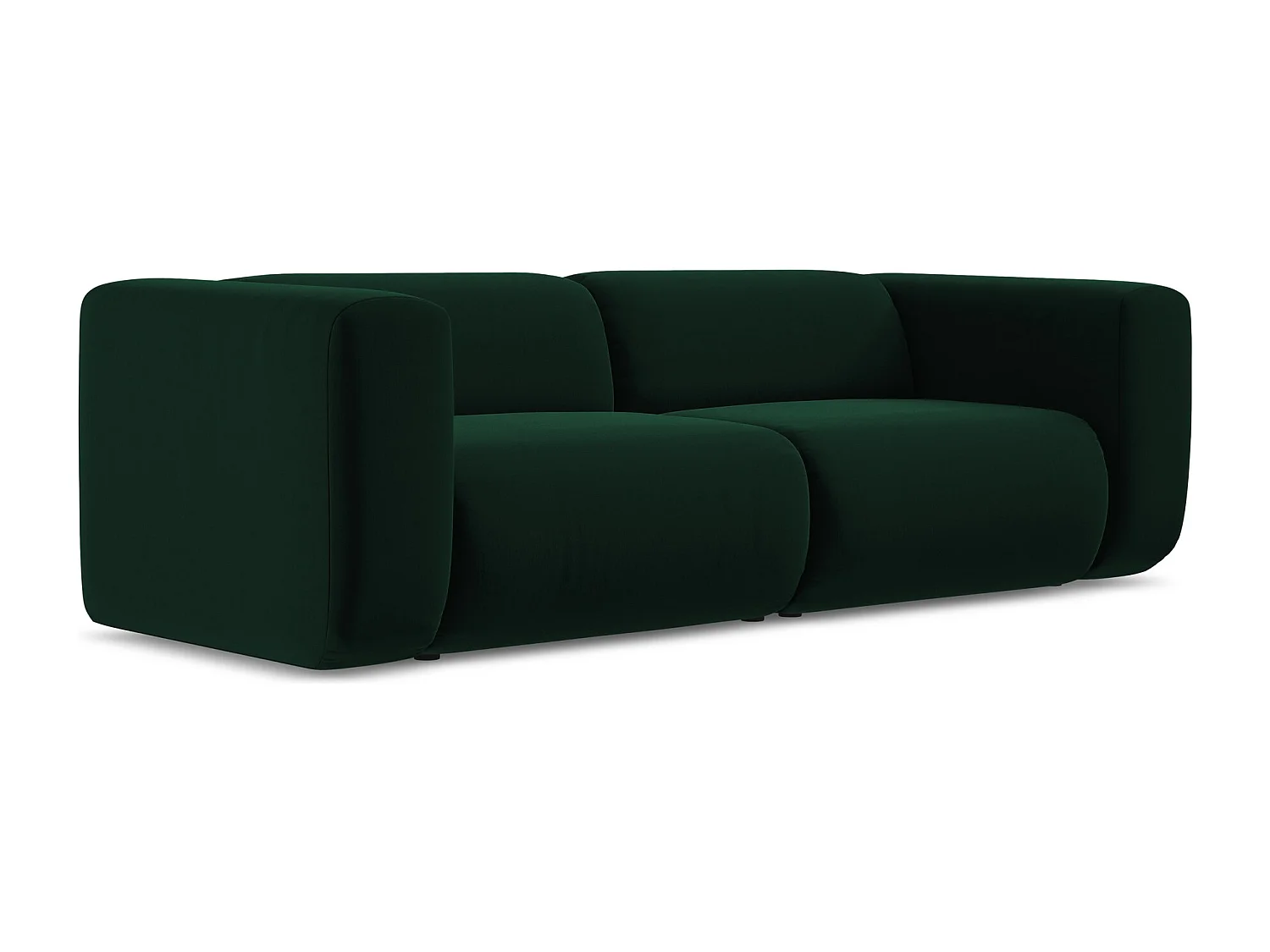 Driezits modulaire bank van flessengroen velours - EKAHI