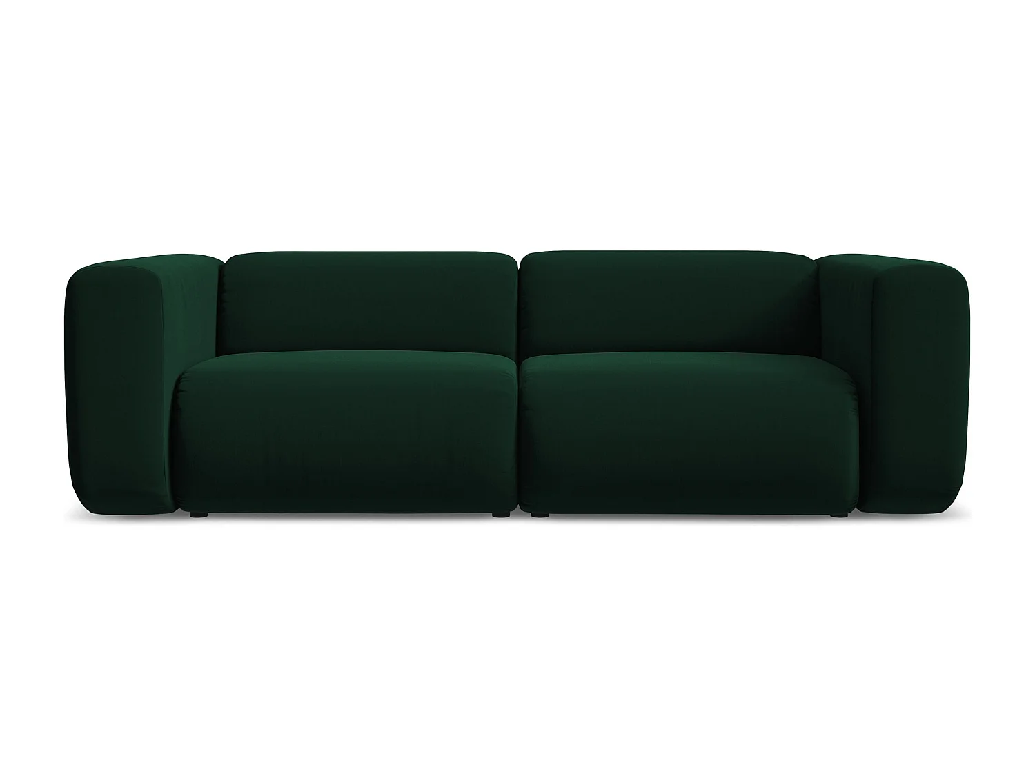 Driezits modulaire bank van flessengroen velours - EKAHI