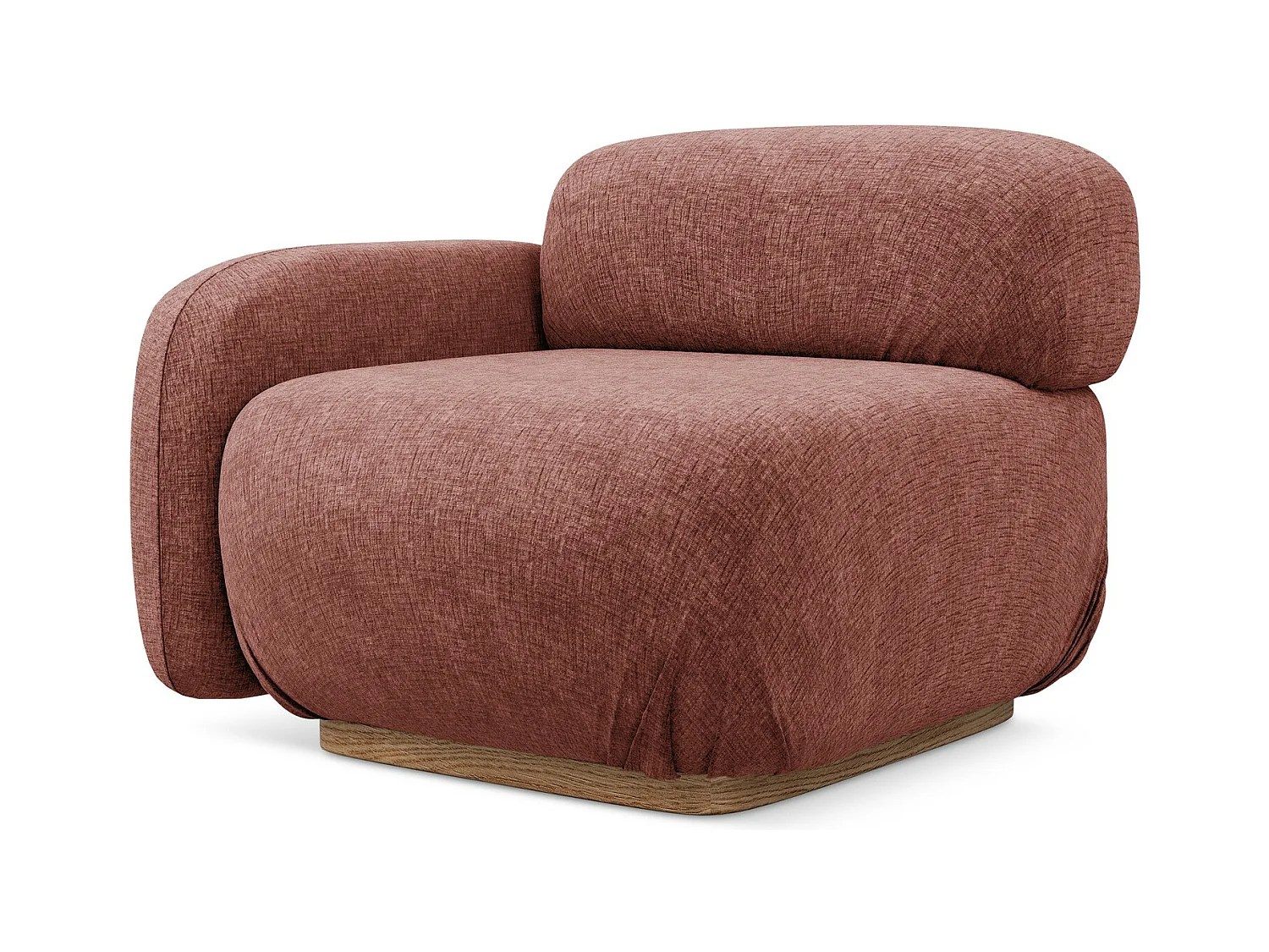 Module avec accoudoirs gauche en tissu chenille - rose sourd - AILANI