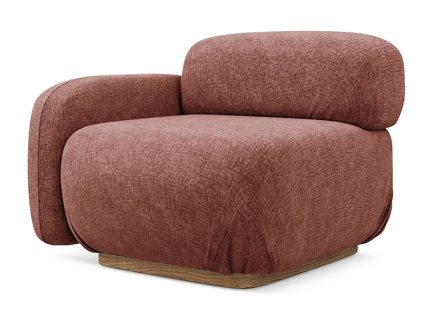 Module avec accoudoirs gauche en tissu chenille - rose sourd - AILANI