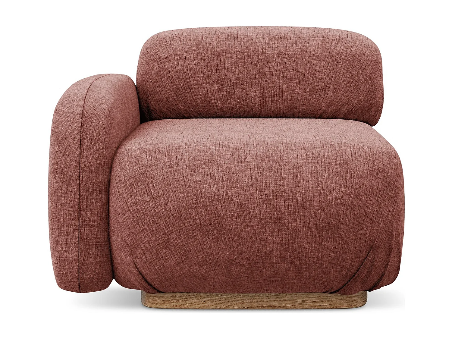 Module avec accoudoirs gauche en tissu chenille - rose sourd - AILANI