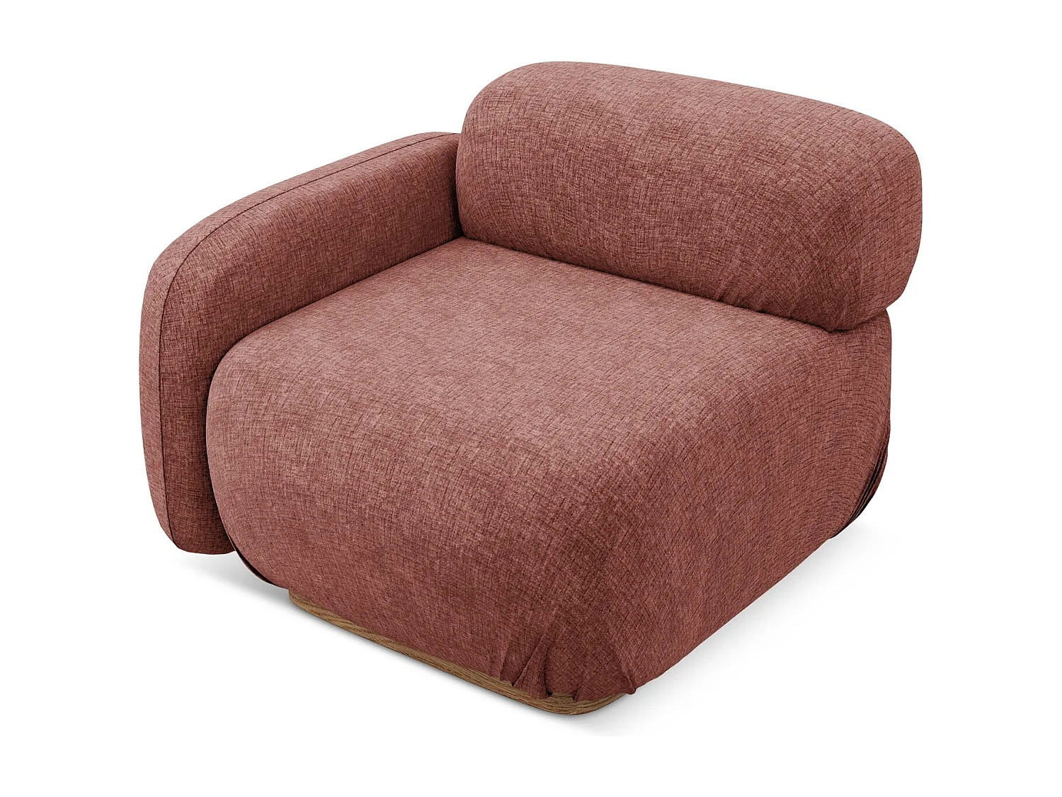 Module avec accoudoirs gauche en tissu chenille - rose sourd - AILANI