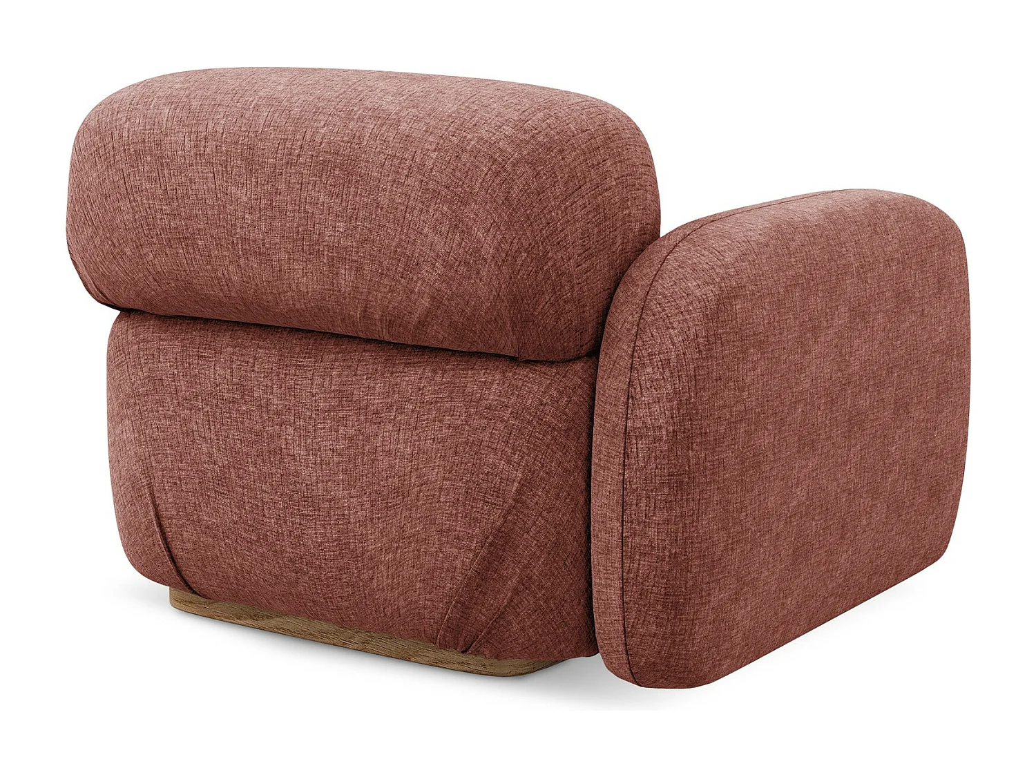 Module avec accoudoirs gauche en tissu chenille - rose sourd - AILANI