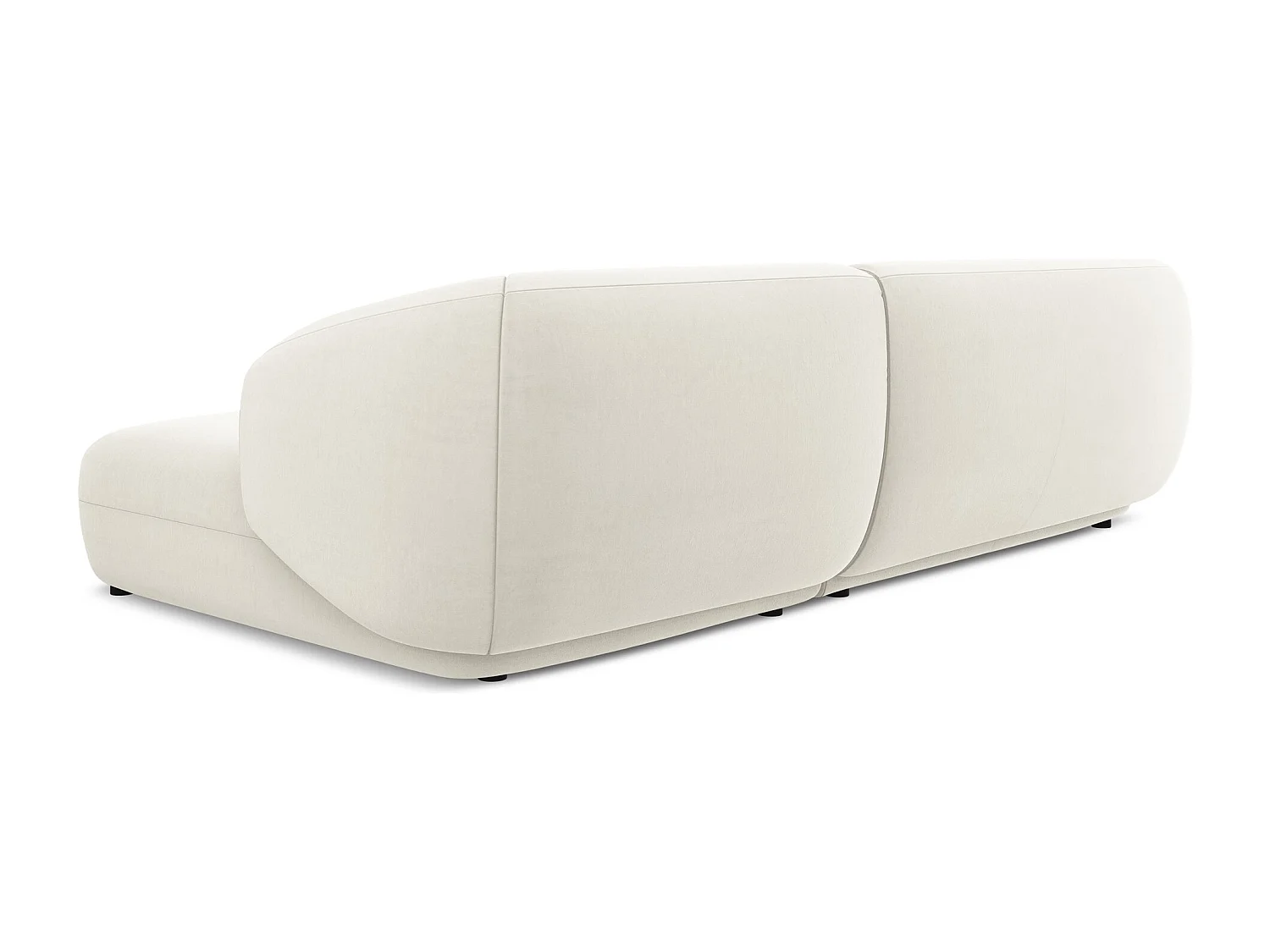 Canapé d'angle 3 places modulaire droit en velours - beige clair - MOANA