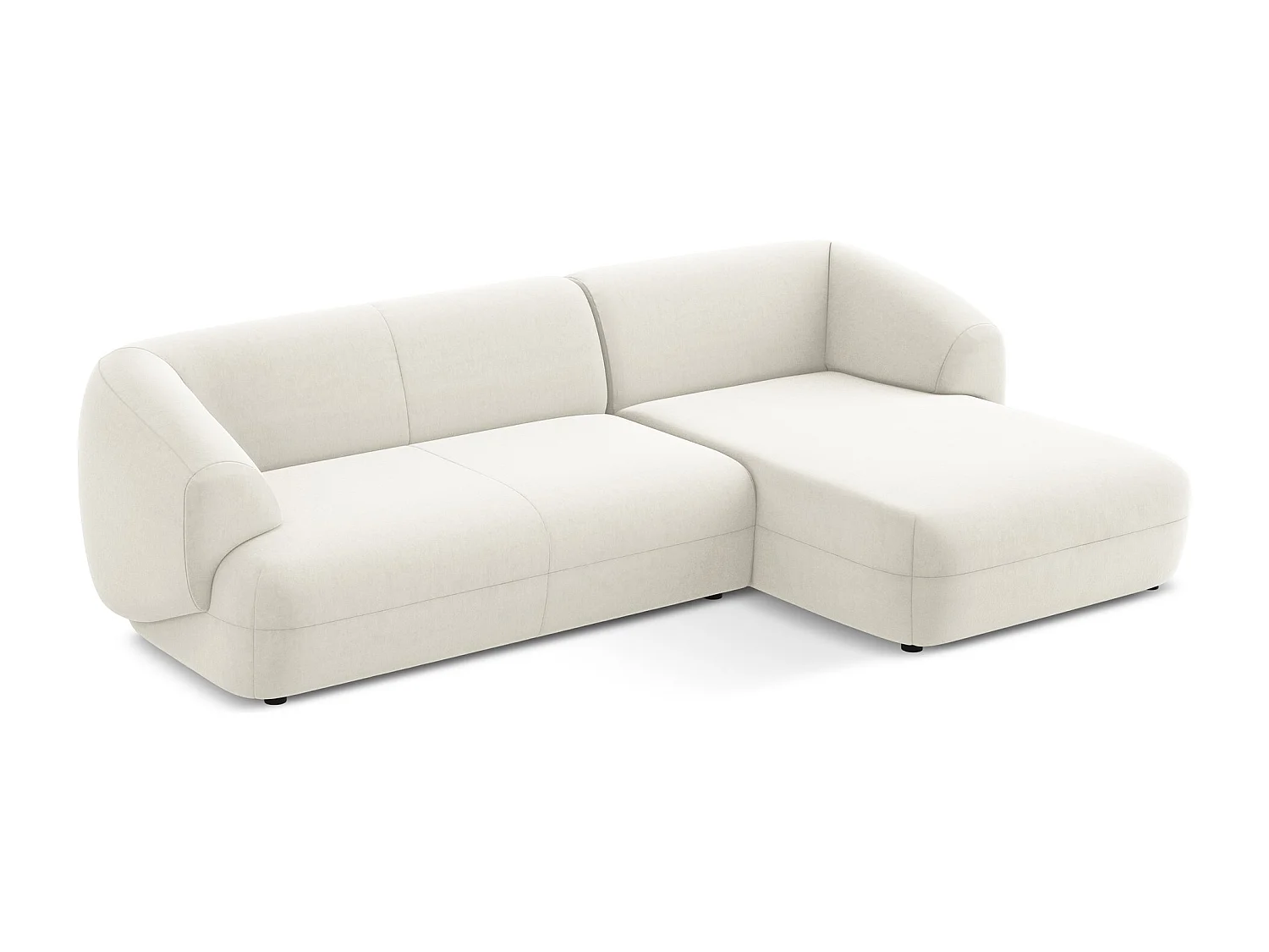 Canapé d'angle 3 places modulaire droit en velours - beige clair - MOANA