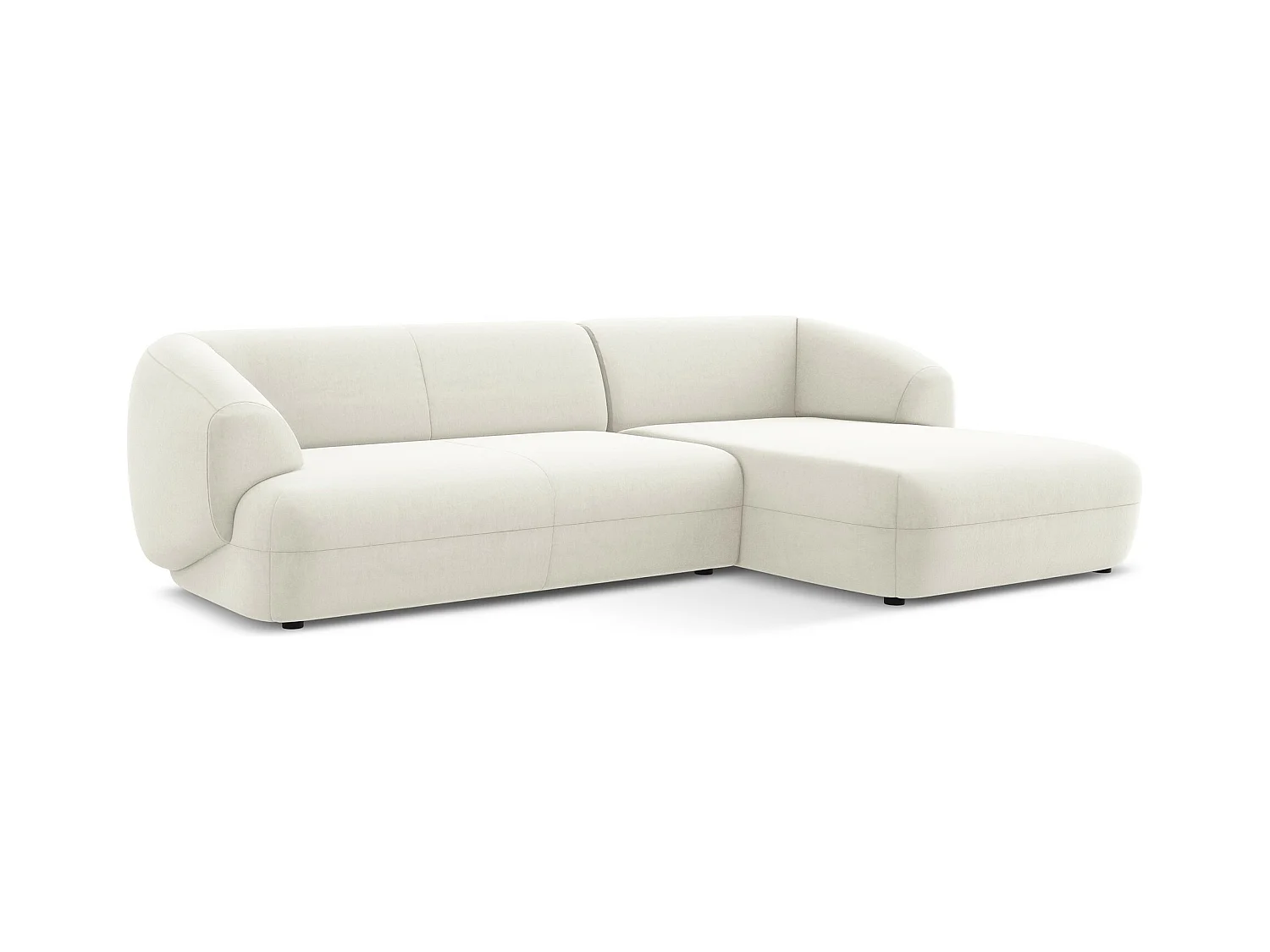Canapé d'angle 3 places modulaire droit en velours - beige clair - MOANA