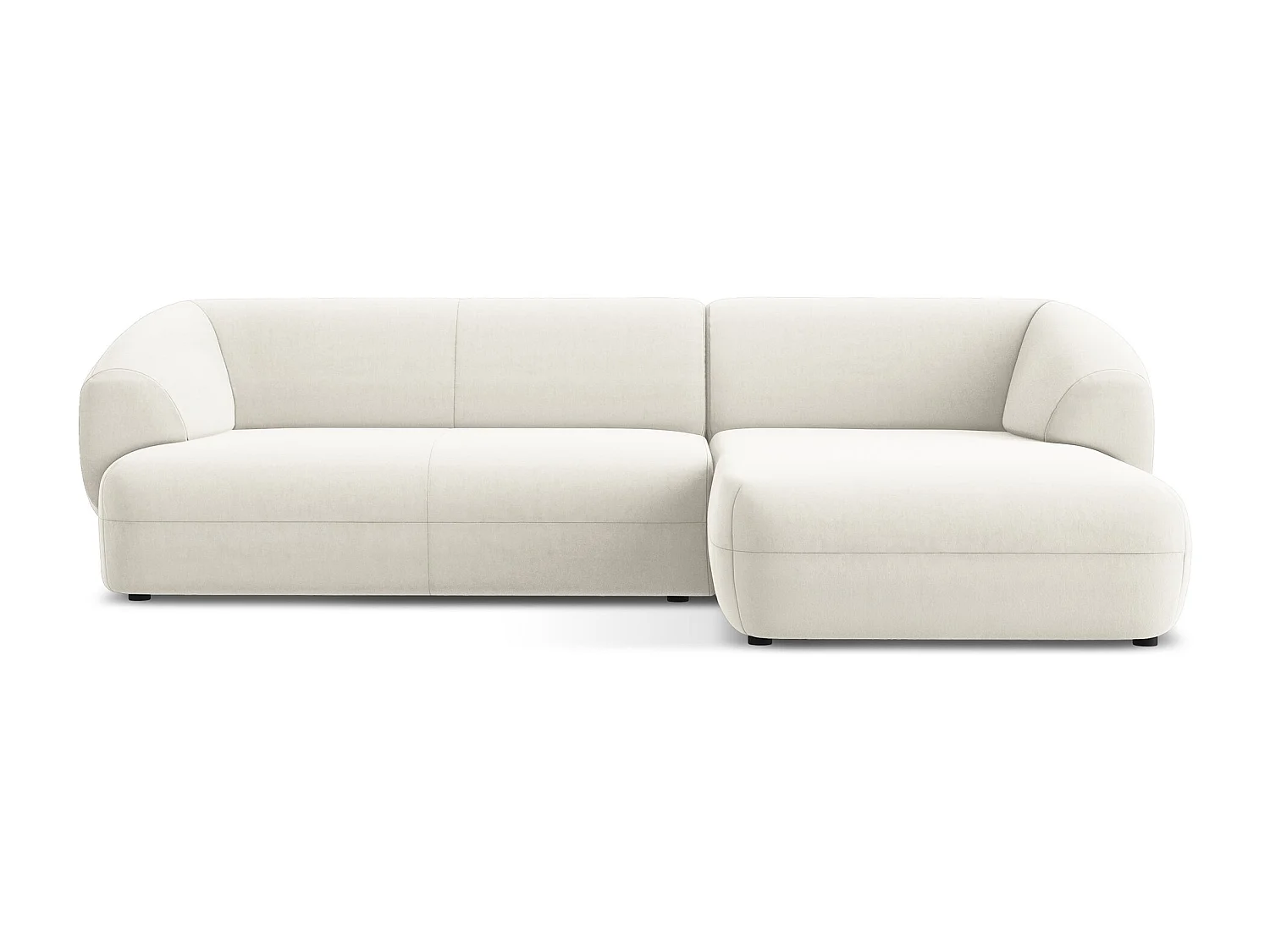 Canapé d'angle 3 places modulaire droit en velours - beige clair - MOANA