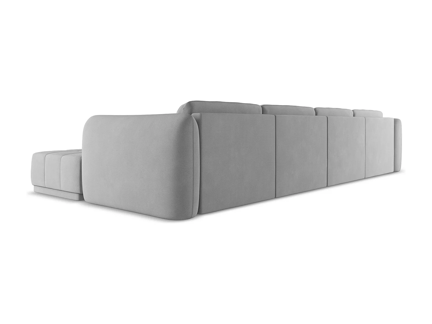 Canapé d'angle panoramique en tissu chenille - gris clair - HOKU