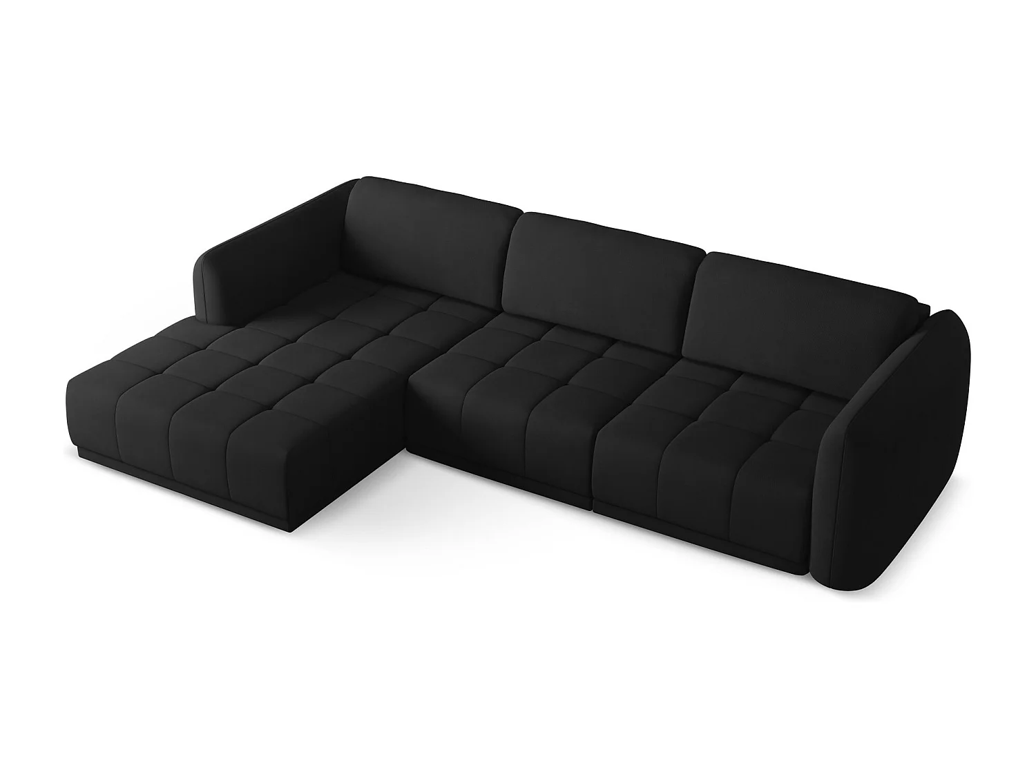 Narożnik lewostronny - z tkaniny szenilowej - czarny - HOKU