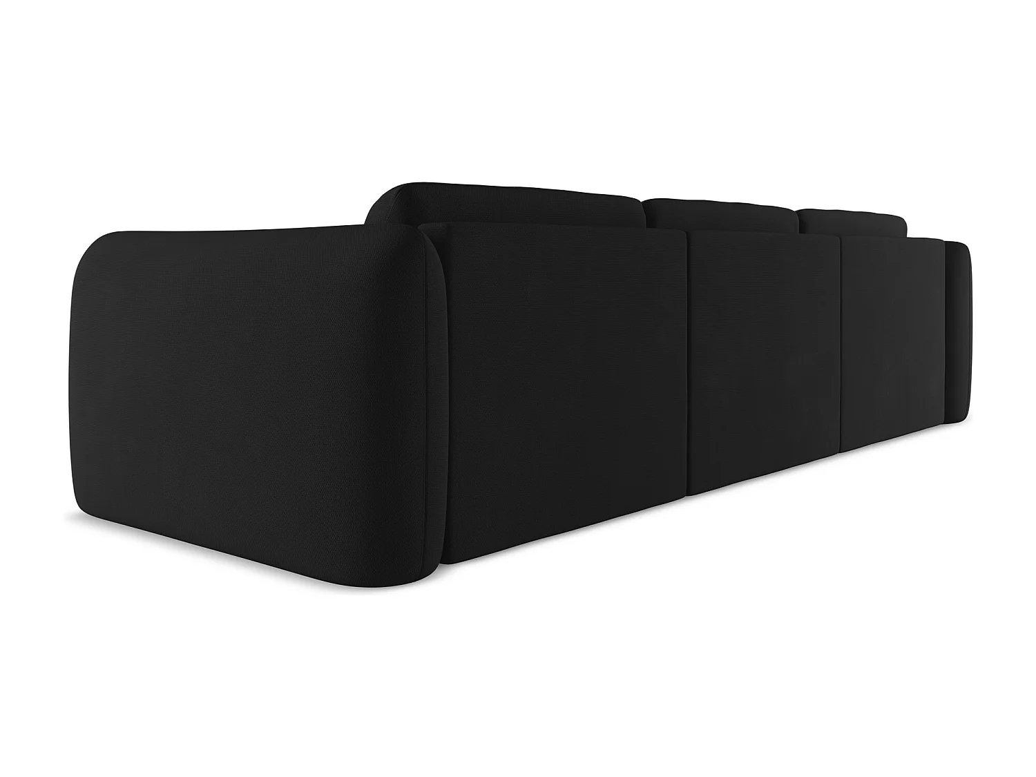 Narożnik lewostronny - z tkaniny szenilowej - czarny - HOKU