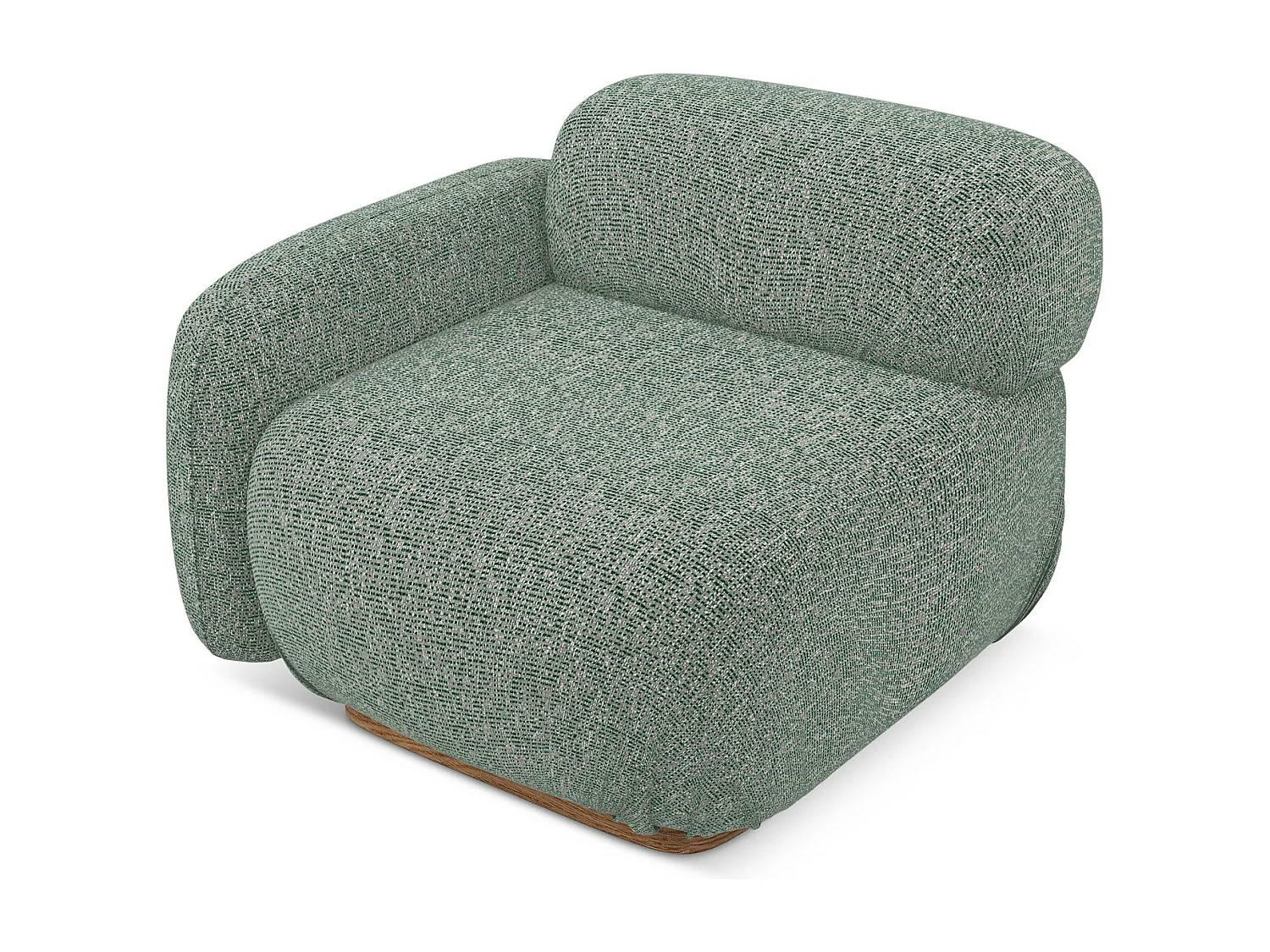 Bankmodule met armleuning links van lichtgroen textuurstof - AILANI