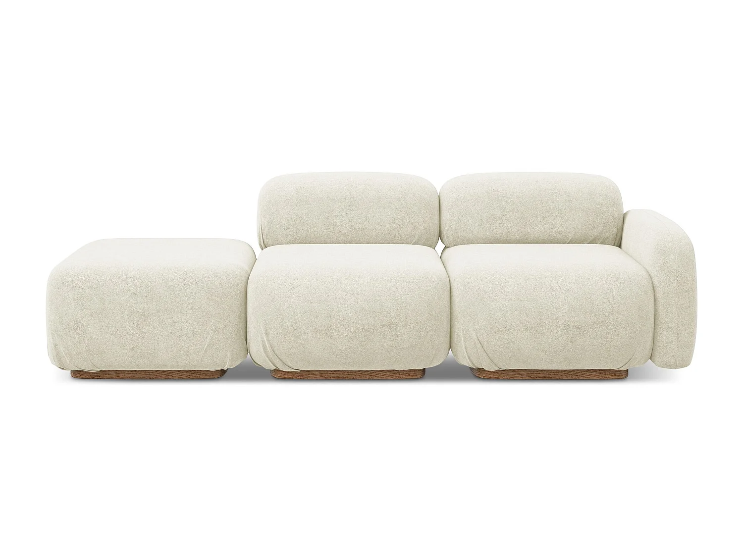 Modulares 3-Sitzer Sofa Links - - Bouclé - Weiß - AILANI