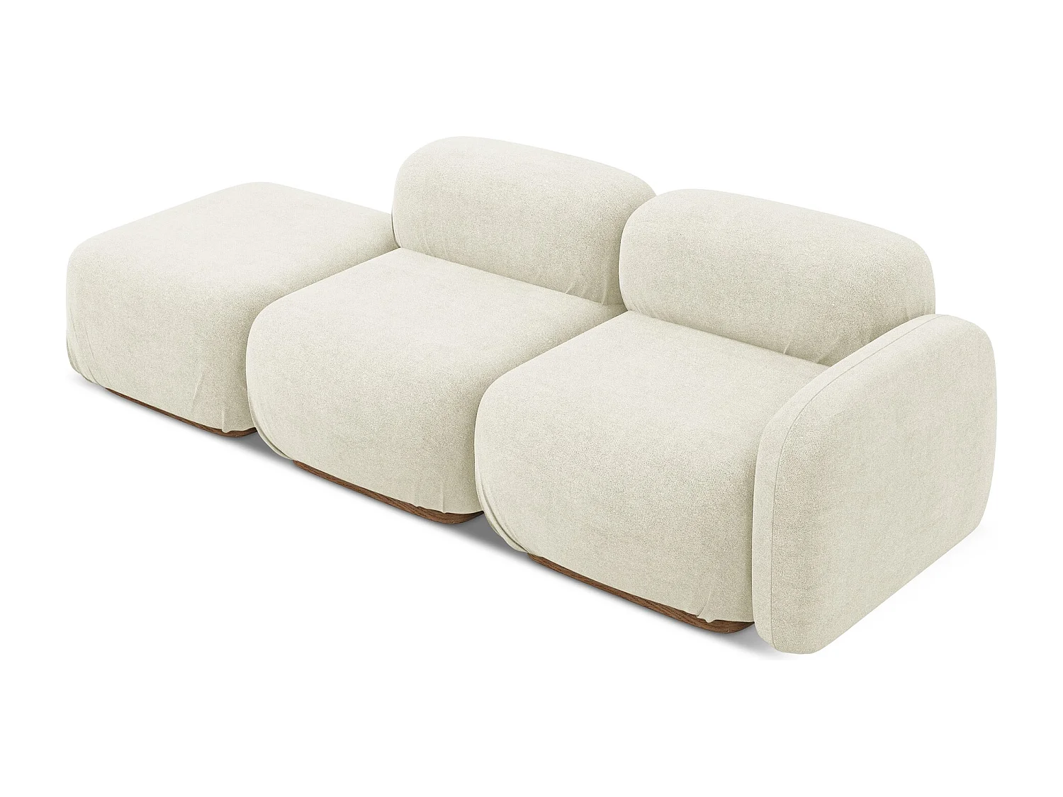 Modulares 3-Sitzer Sofa Links - - Bouclé - Weiß - AILANI