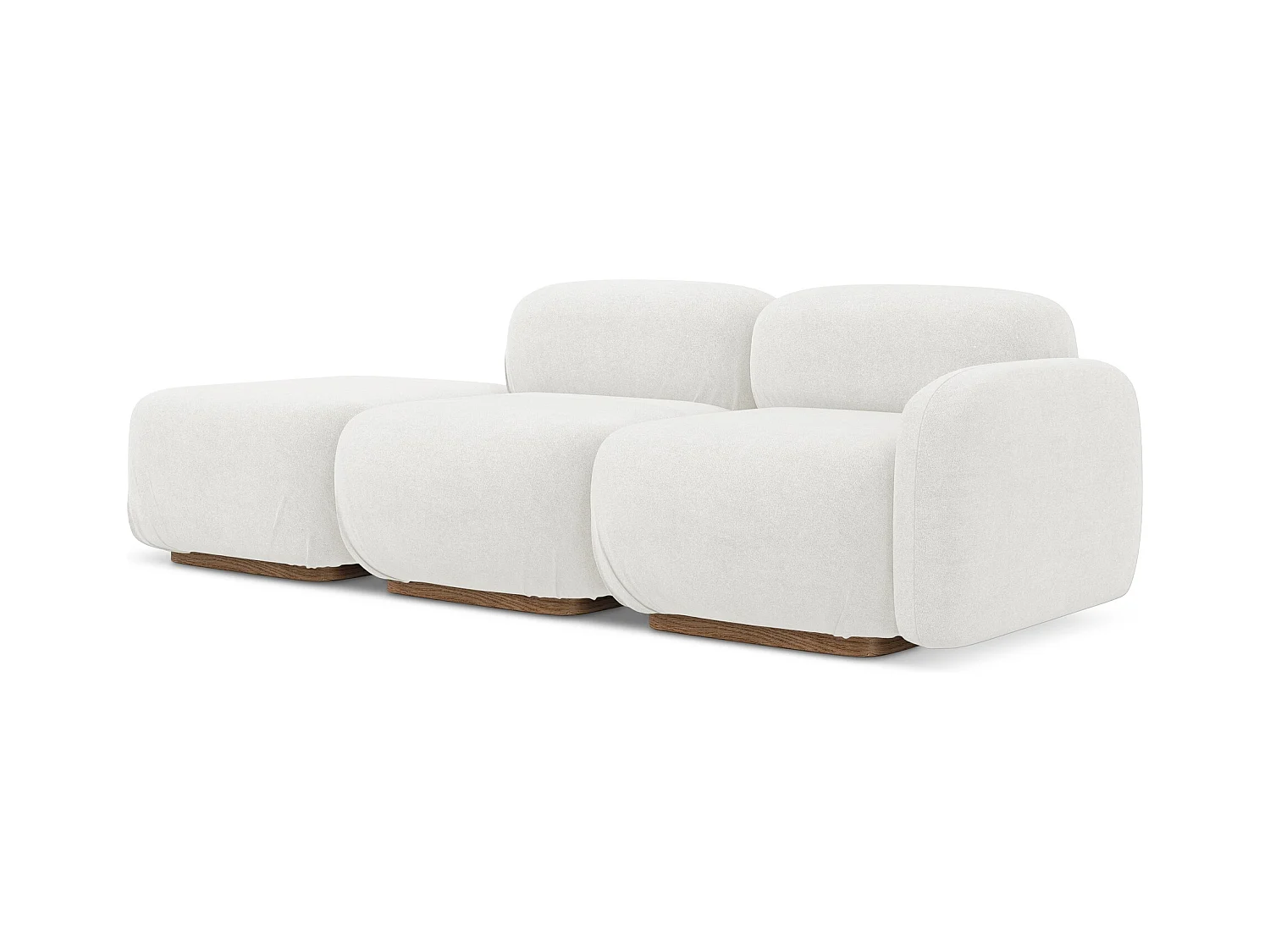 Driezits modulaire bank links van wit bouclé - AILANI