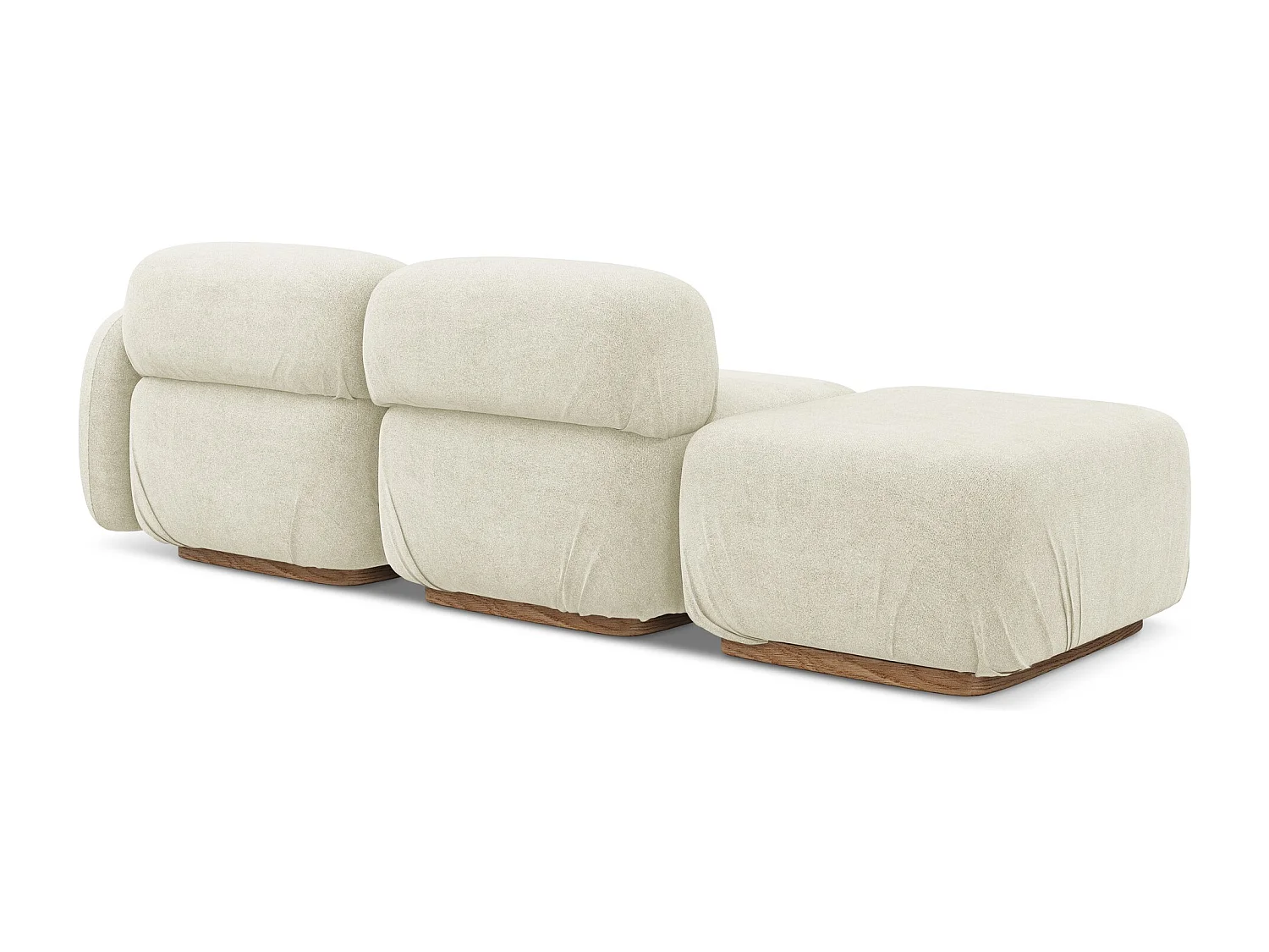 Canapé modulable 3 places gauche en tissu bouclette - blanc - AILANI