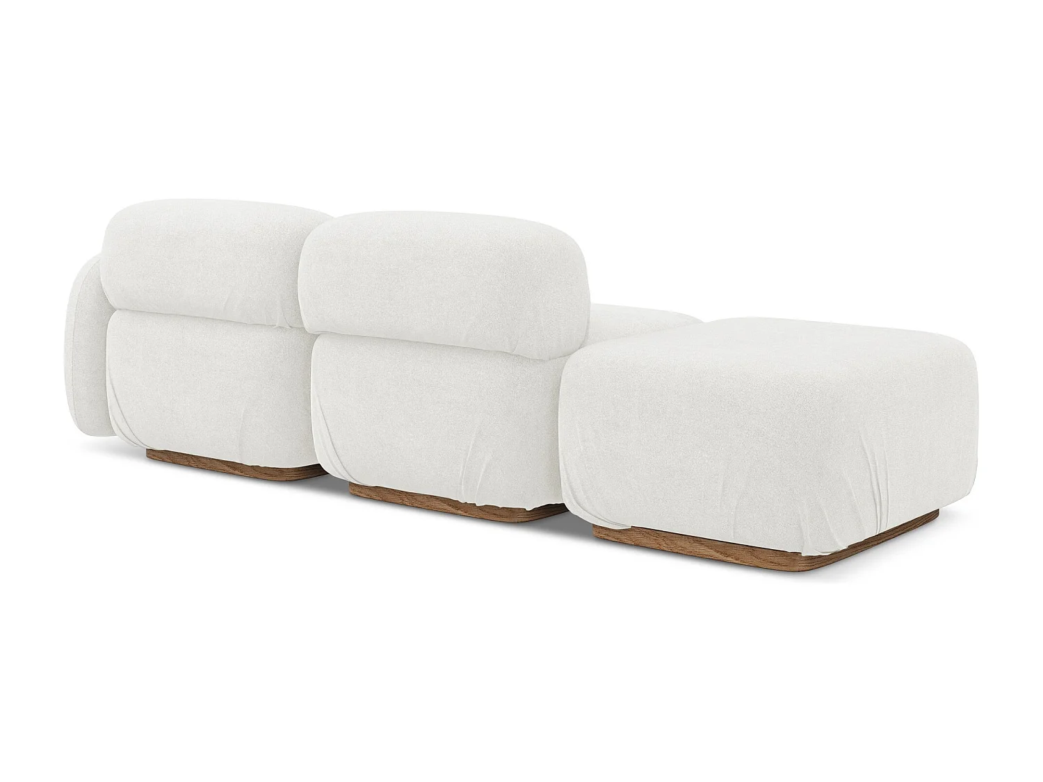 Canapé modulable 3 places gauche en tissu bouclette - blanc - AILANI