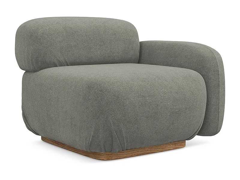 Module avec accoudoirs droit en tissu bouclette - beige gris - AILANI