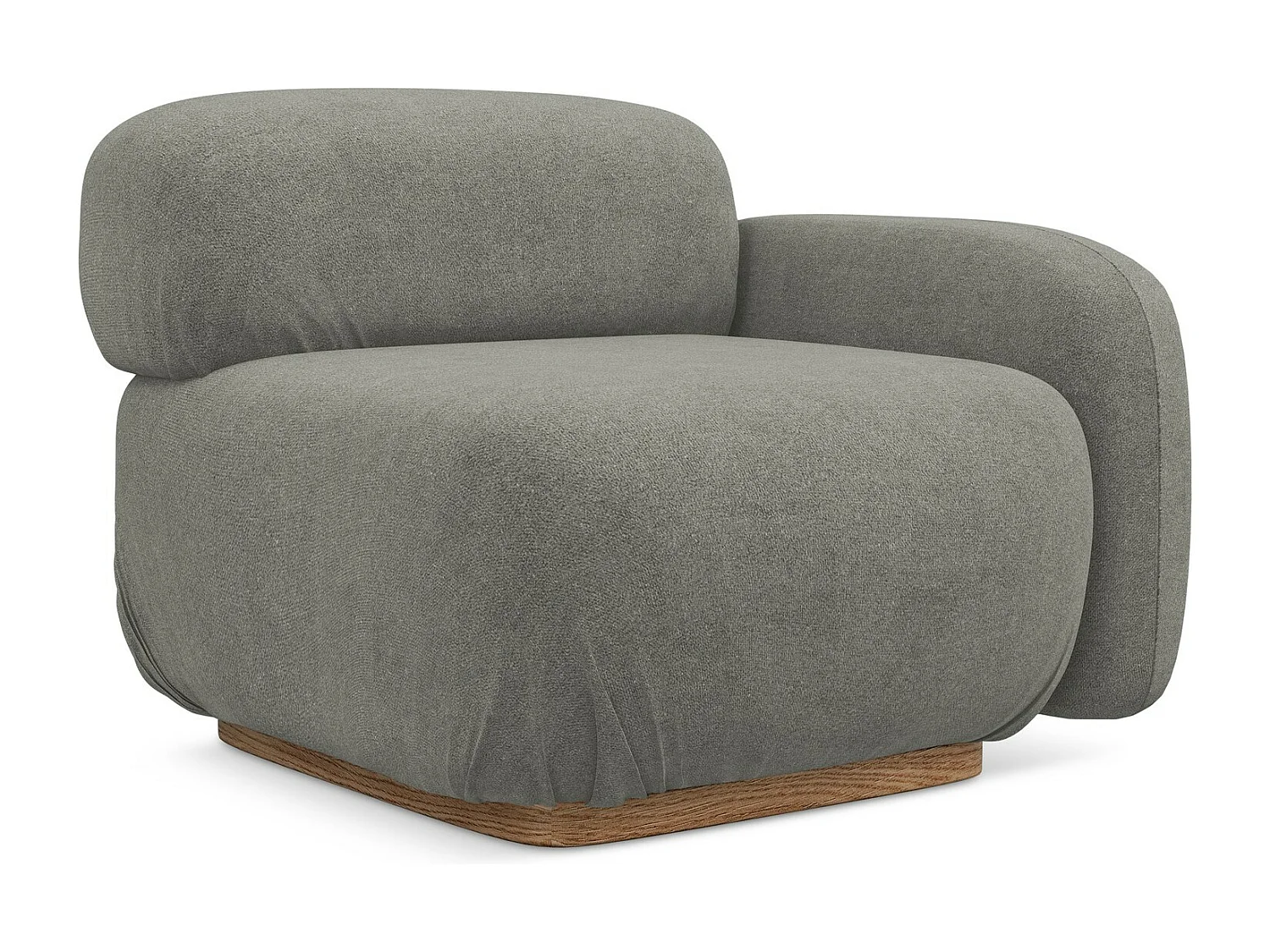 Moduł z podłokietnikiem prawy - z tkaniny bouclé - szary beż - AILANI