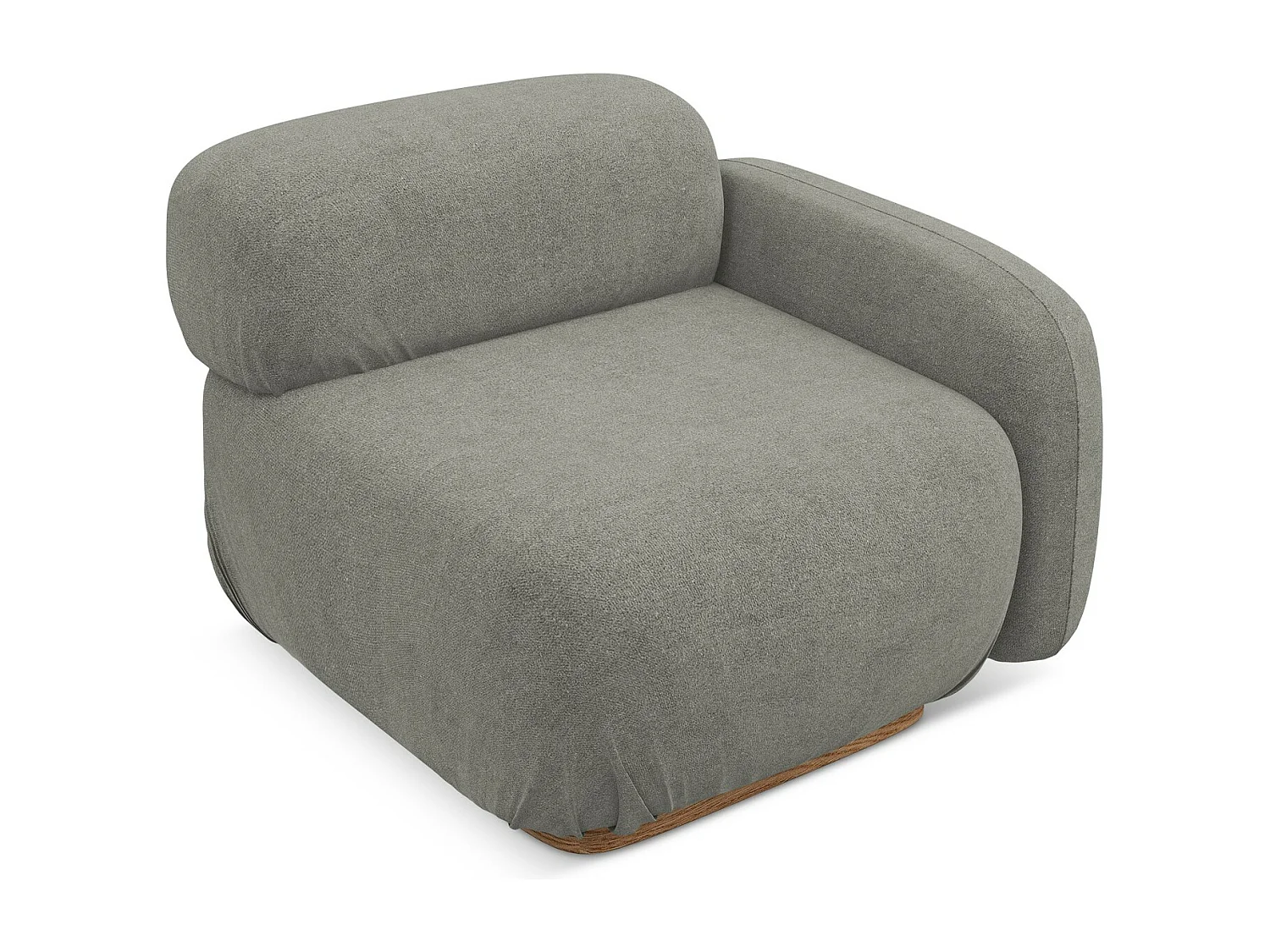 Moduł z podłokietnikiem prawy - z tkaniny bouclé - szary beż - AILANI