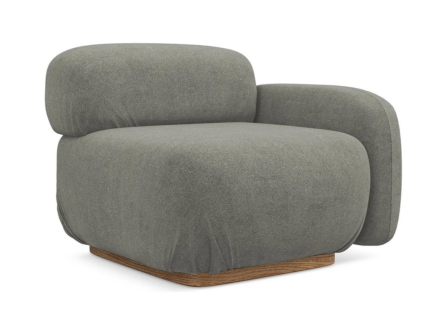 Module avec accoudoirs droit en tissu bouclette - beige gris - AILANI