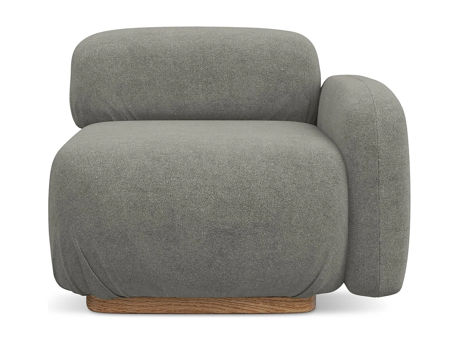 Bankmodule met armleuning rechts van grijsbeige bouclé - AILANI