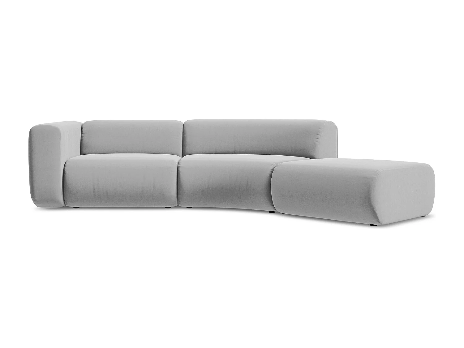 4-Sitzer Sofa Rechts - - Samt - Grau - EKAHI
